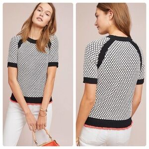 Anthropologie Black and White Knit Top